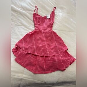 NWT Windsor XS Flared, Ruffled Pink Dress/Skort with V-Neck & Spaghetti Straps.